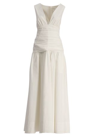 Campbell ivory gathered cotton-blend maxi dress