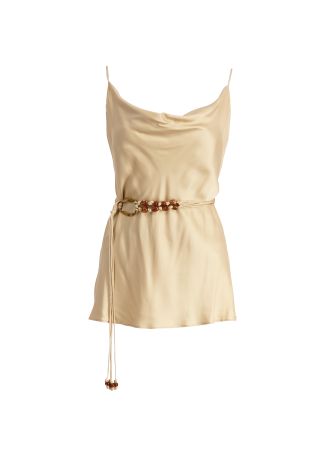 Agnes beige belted satin top