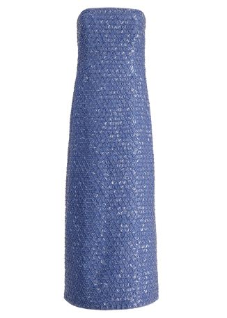 Vanessa blue sequin-embellished crepe midi dress