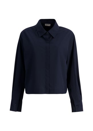 Kacey navy lace-panelled shirt