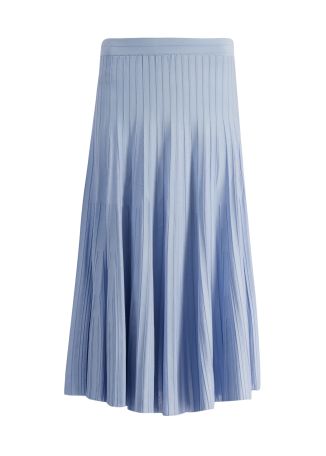 Margoux blue ribbed-knit midi skirt