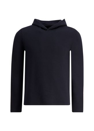 Navy hooded cotton-blend sweatshirt