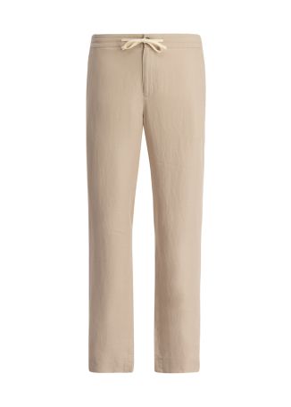 Ivory straight-leg hemp trousers