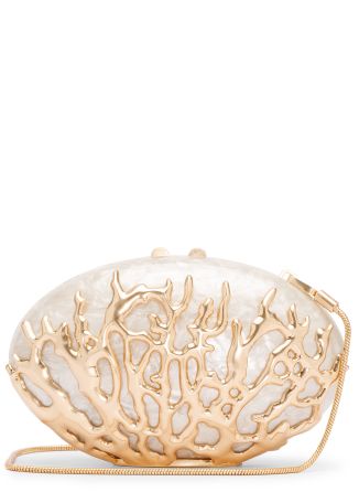 Dylan coral sculpted acrylic clutch