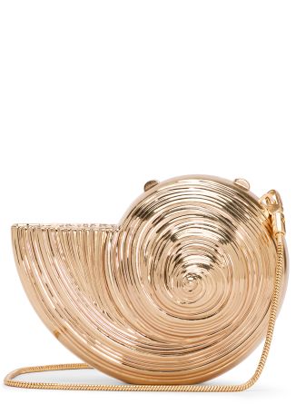 Marion gold shell metal clutch