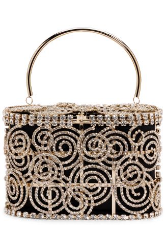 Mini holli eolo black crystal-embellished top handle bag