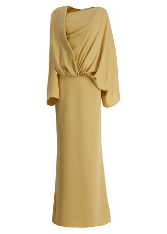 Gold draped silk-blend maxi dress