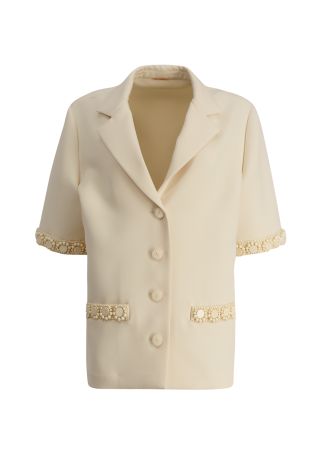Lio ivory bead-embellished top