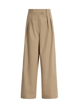 Lou beige wide-leg wool-blend trousers