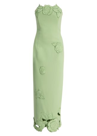 Rayna green floral-embroidered crepe maxi dress