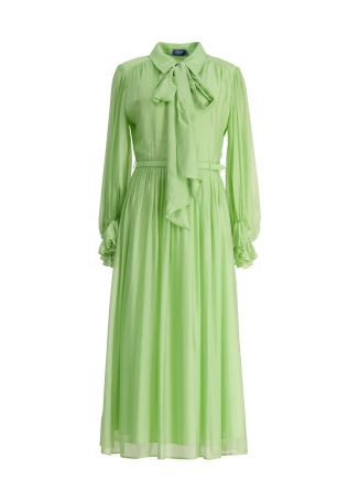 Cassie green gathered silk-blend midi dress