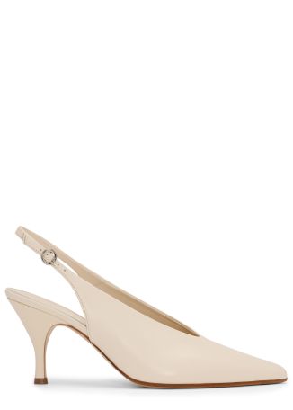 Carla 75 ivory leather slingback pumps
