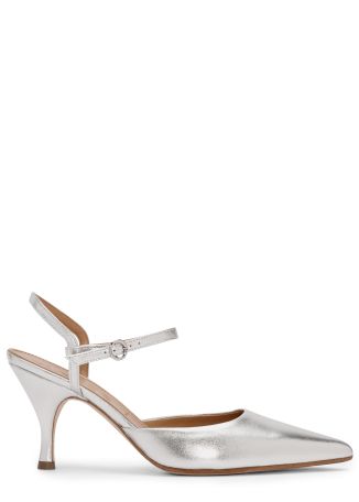 Catelyn 75 silver metallic leather pumps