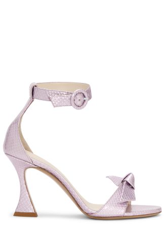 Clarita buckle 85 pink bow-embellished leather sandals