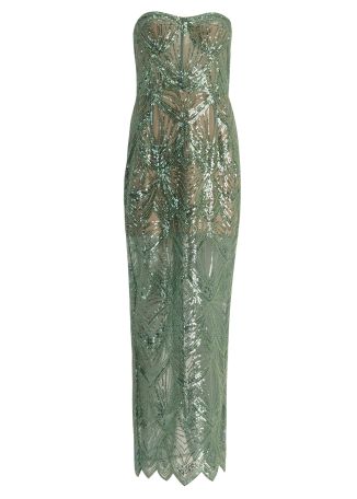 Giselle green sequin-embellished mesh gown