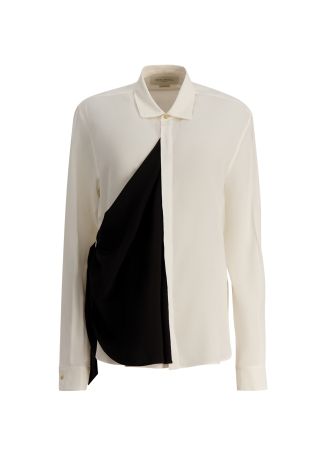 Draped-panel silk blouse