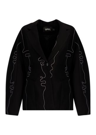 Signature black embroidered cotton-blend suit