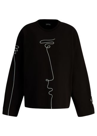 Signature black embroidered cotton sweatshirt