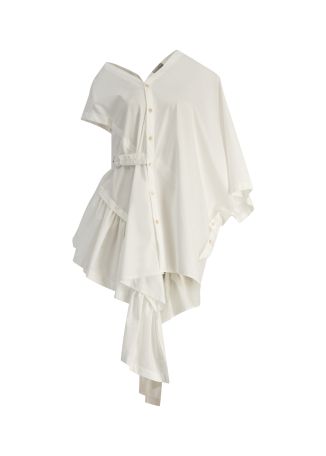 The cascade white ruffled stretch-cotton shirt