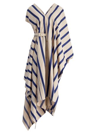 The cascade striped linen-blend midi dress