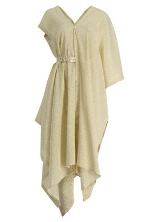 The cascade gold asymmetrical silk-blend midi dress