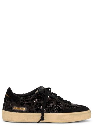 Soul star black sequinned leather sneakers