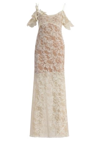 Cream floral-lace maxi dress