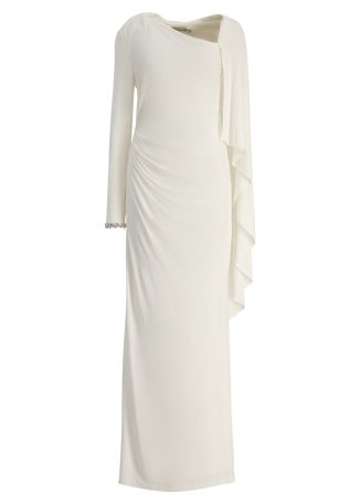 Feather-trimmed silk-blend maxi dress