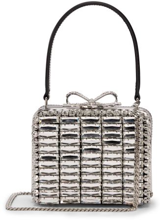Crystal-embellished leather clutch