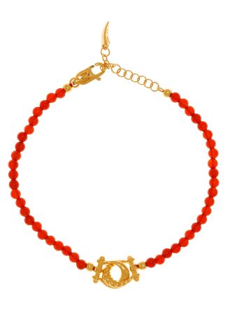 Lunar new year horseshoe 18kt gold-plated beaded bracelet