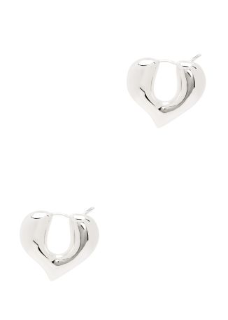 Molten heart silver hoop earrings