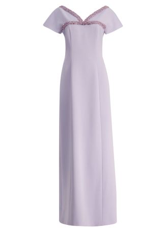 Quincy purple crystal-embellished crepe gown