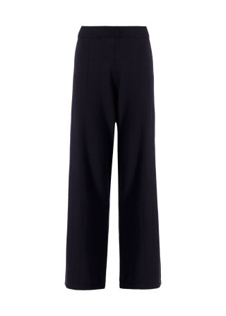 Navy wide-leg wool-blend track pants