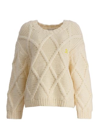 Cream cable-knit wool jumper