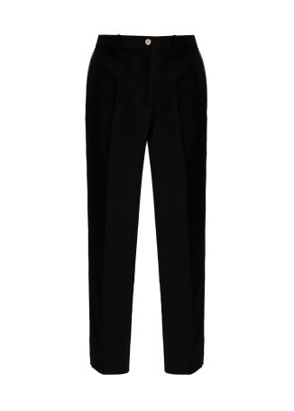 Black straight-leg trousers