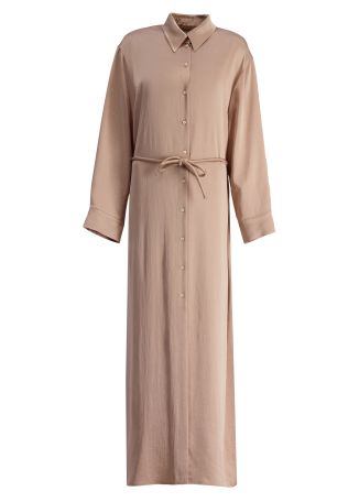 Beige belted maxi dress