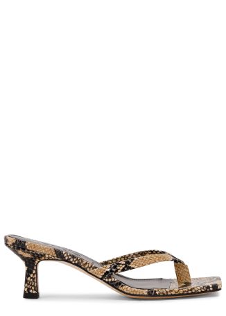 Wilma 55 snake-effect leather mules