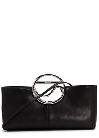 C black logo leather clutch
