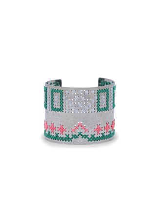 Thread-embellished cuff bracelet