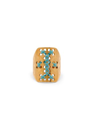 Thread-embellished 18kt gold-plated ring
