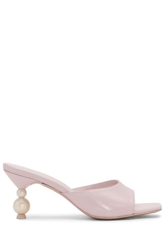 Perla 70 pink pearl-embellished leather mules