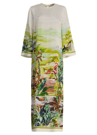 Jungle boogie printed silk midi dress