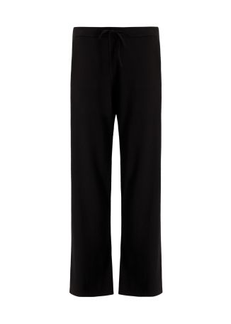 Black wide-leg cashmere trousers