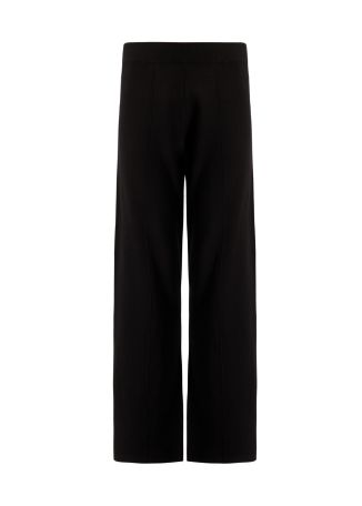 Black wide-leg wool-blend track pants