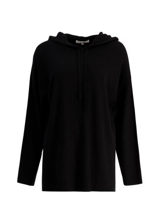 Black hooded wool-blend sweatshirt