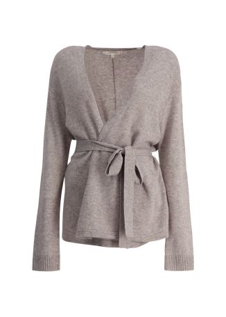Black belted wool-blend cardigan