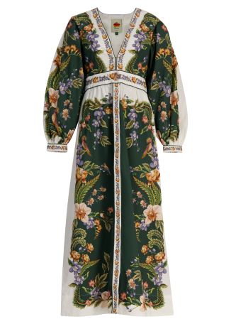 Nature printed cotton maxi dress