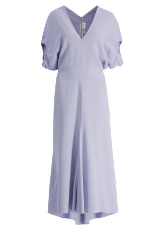 Edith blue asymmetrical cady midi dress