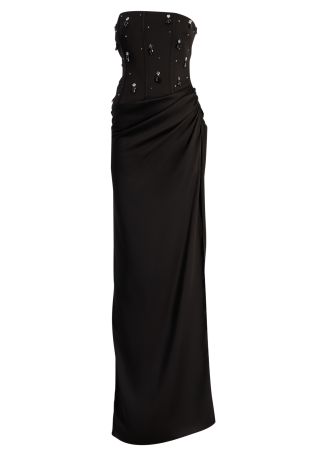 Mer black draped gown