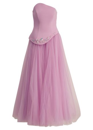Quarzo lilac bead-embellished crepe and tulle gown